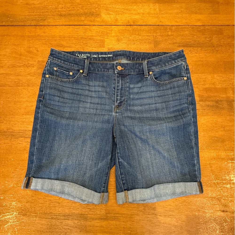 Talbots Dark Washed Denim Girlfriend Jean Shorts 14W